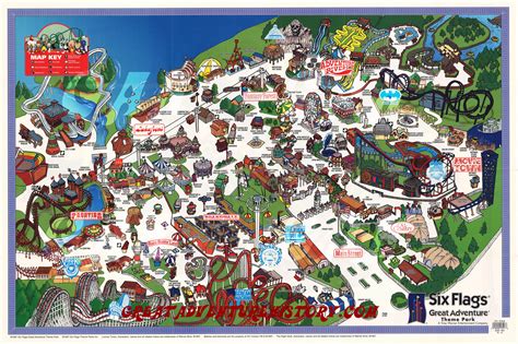 A vintage MAP of Six Flags Great Adventure